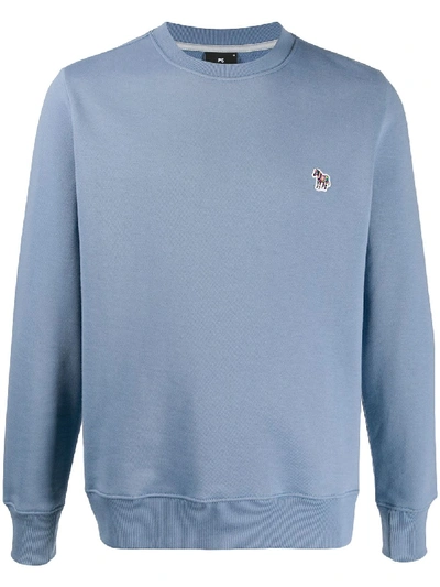 Ps By Paul Smith Zebra Patch Crew-neck Sweatshirt In Blue