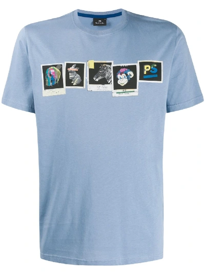 Ps By Paul Smith Polaroid Print T-shirt In Blue