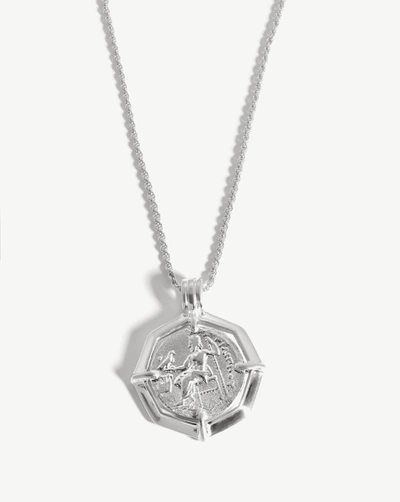 Missoma Lucy Williams Engravable Octagon Medallion Coin Necklace Silver Plated