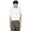 RANDOM IDENTITIES RANDOM IDENTITIES WHITE CROPPED SLEEVELESS HOODIE