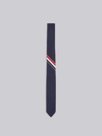 Thom Browne Grosgrain Stripe Tie In Blue