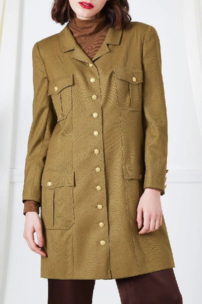 Pre-owned Chanel F/w 1996 Olive Green Wool Coat