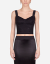 Dolce & Gabbana Shaper Corset Bustier Top In Jacquard And Lace In Black