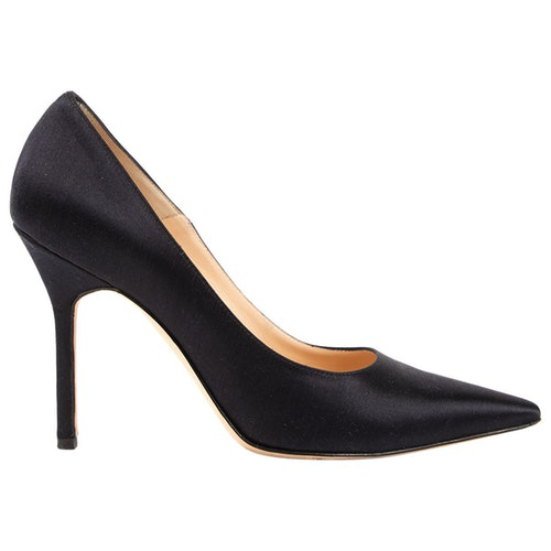 Pre-Owned Manolo Blahnik Black Cloth Heels | ModeSens