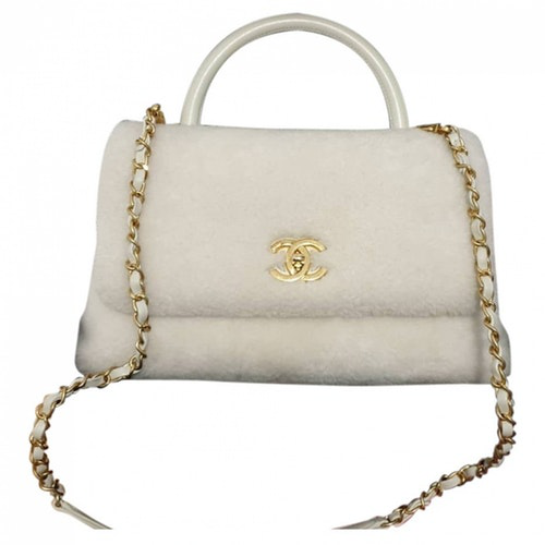Pre-Owned Chanel Coco Handle White Shearling Handbag | ModeSens