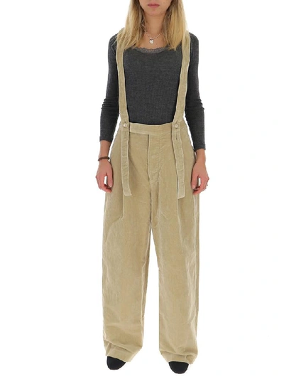 Uma Wang Suspender Detail Pants In Beige