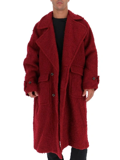 Uma Wang Textured Oversized Coat In Red