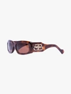 BALENCIAGA BROWN RECTANGULAR LOGO PRINT SUNGLASSES,BB0071S00214528157