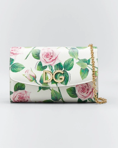 Dolce & Gabbana Mini Tropical Rose Crossbody Bag In White Pattern