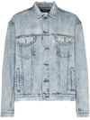 KSUBI ACID WASH DISTRESSED DENIM JACKET