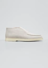 Loro Piana Open Walk Suede Booties In Gray