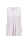 HUGO BOSS HUGO BOSS - LIGHTWEIGHT SLEEVELESS TOP IN CRINKLE CREPE WITH PLEATED FRONT - LIGHT PURPLE