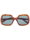 GUCCI TORTOISESHELL OVERSIZED SQUARE SUNGLASSES