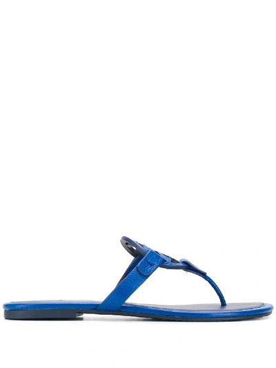 Tory Burch Logo Plaque Sandals In Blue