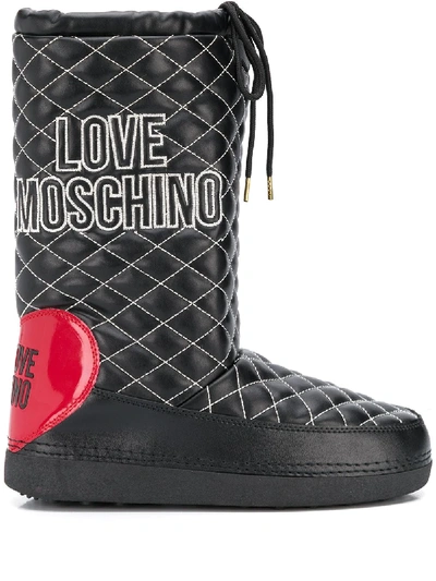 Love Moschino Diamond Quilted Snow Boots In Black