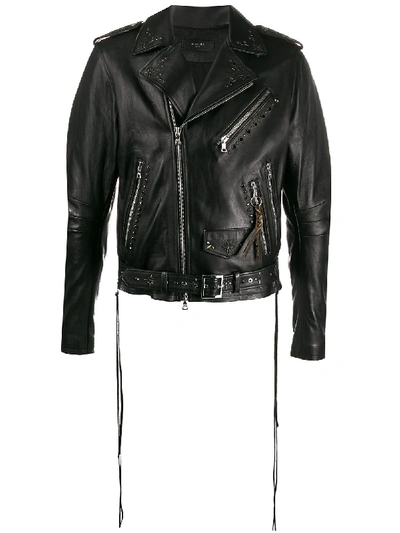 Amiri Studded Biker Jacket In 黑色