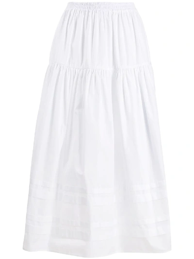 Cecilie Bahnsen Eiko Tiered Long Skirt In White