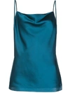 L Agence Silk Cow-neck Top In Blue