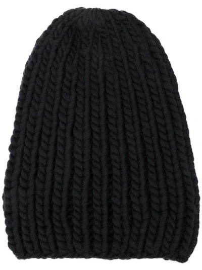 I Love Mr Mittens Chunky Ribbed-knit Wool Beanie In 黑色