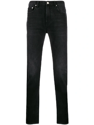 Ps By Paul Smith Faded Mid-rise Straight Jeans In Black