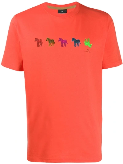 Ps By Paul Smith Zebra Jersey T-shirt In Orange