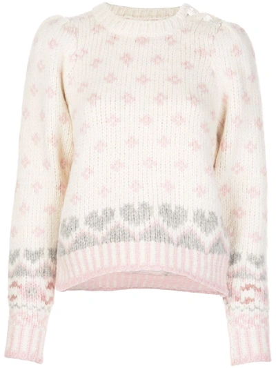 Loveshackfancy Rosie Snowflake Intarsia Jumper In Weiss