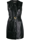 Gucci Sleeveless Leather Mini-dress In Schwarz