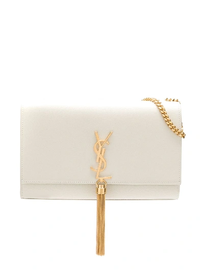 Saint Laurent Kate Medium Ysl Monogram Grain De Poudre Crossbody Bag In Neutrals