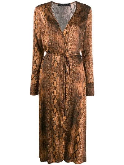 Andamane Beverly Snakeskin Print Dress In Brown