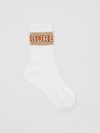 BURBERRY Logo Intarsia Cotton Blend Socks