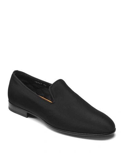 Santoni Men's Lana Grosgrain Loafers In Black