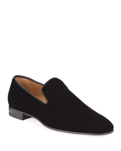 Christian Louboutin Men's Dandelion Velvet Loafers In Black