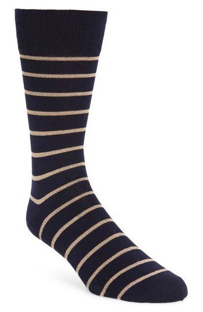 Paul Smith Cotton Metallic Stripe Socks In Navy