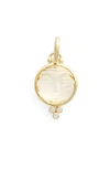 Temple St Clair 18k Yellow Gold Medium Carved Crystal Moonface Pendant With Diamonds In D0.081 Cr 18kyg