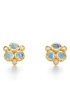 Temple St Clair Classic Trio Earrings With Royal Blue Moonstone And Diamonds In 18k Yellow Gold