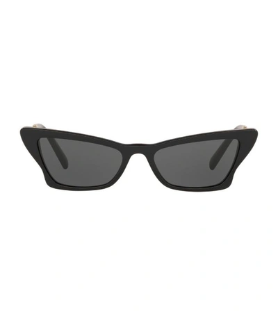 Valentino Geometric Slim Cat-eye Frame Sunglasses In Smoke