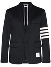 Thom Browne Unconstructed 4-bar Single-breasted Blazer In Blue