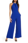 Julia Jordan Halter Wide Leg Jumpsuit In Cobalt
