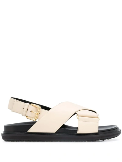 Marni Fussbett Cross-over Strap Sandals In Neutrals