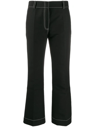 Marni Contrast Topstitching Trousers In Black