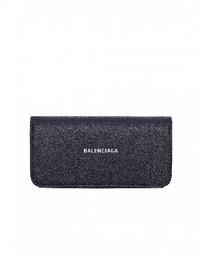 Balenciaga Cash Black Leather Wallet In White