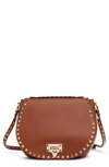 VALENTINO GARAVANI SMALL ROCKSTUD LEATHER SADDLE BAG,TW2B0F06VSF