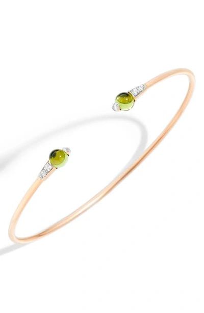 Pomellato M'ama Non M'ama Stone & Diamond Cuff In Rose Gold/ Peridot/ Diamond