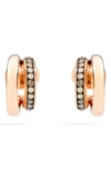 Pomellato Iconica Diamond Double Huggie Hoop Earrings In Rose Gold/ Brown Diamond