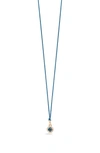 Pomellato M'ama Non M'ama Diamond & Stone Cabochon Pendant Necklace In Rose Gold/london Blue/diamond