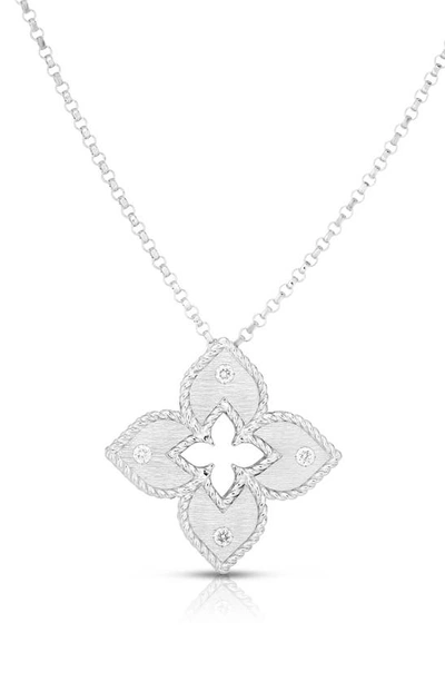 Roberto Coin Women's Petite Venetian Extra-small 18k White Gold & Diamond Pendant Necklace