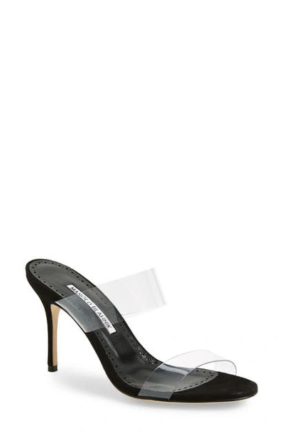 Manolo Blahnik Scolto Transparent Strap Sandal In Leopard Suede