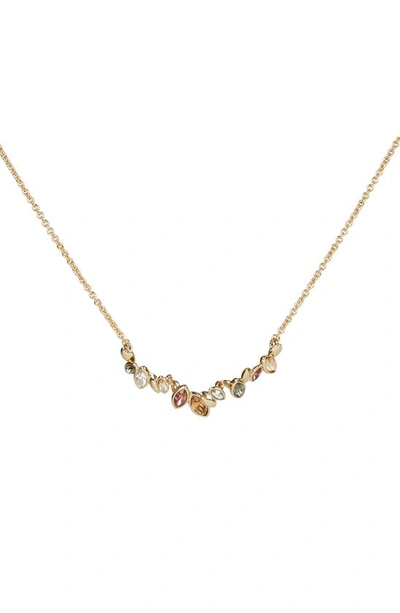 Alexis Bittar Navette Crystal Row Pendant Necklace In Gold