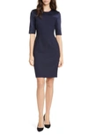 Hugo Boss Danufa Stretch Wool Sheath Dress In Midnight