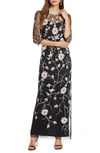 JS COLLECTIONS BEADED & EMBROIDERED COLUMN GOWN,867094